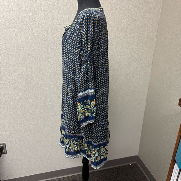 Umgee Boho Floral Tunic Dress Navy Green Embroidered Festival Peasant XL - Picture 5 of 10